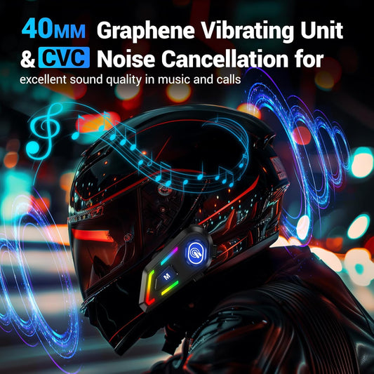 EDYELL C5 Motorcycle Helmet Bluetooth on ear Headset, Connects to 2 Phones at The Same Time Using Music & GPS, IP67 Waterproof, Supports Android & iOS, Compatible with All Helmets, Gift for Motorcycle – Edyell Official