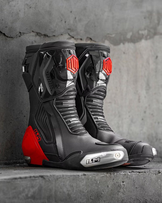 ILM Motorcycle Racing Boots Enhanced Ventilation Anti Slip Street Riding Sport Footwear CE Protective Gear Model BRC1 (Red, 7)