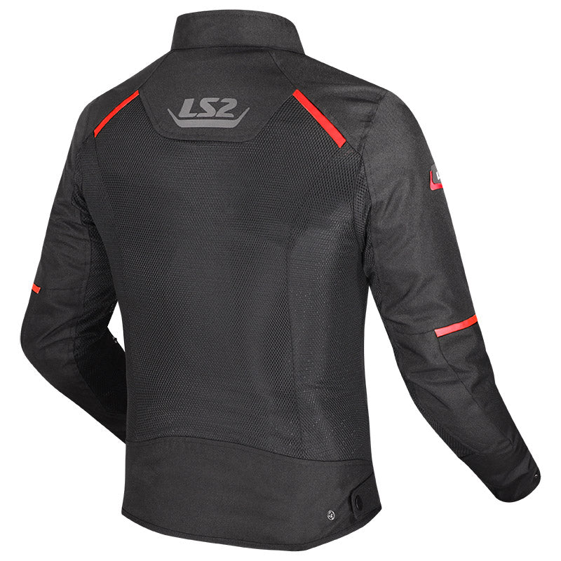 LS2 BREEZE JACKET BLACK RED 600D MESH MATERIAL LEVEL 2 PROTECTOR