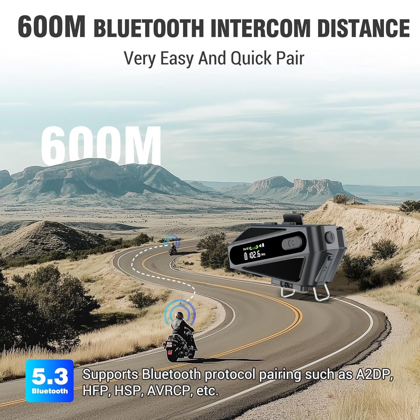 EDYELL C6 Motorcycle Bluetooth Intercom Headset|FM Radio Smart LED Display Helmet Bluetooth|600M Intercom Distance|Playable on TF Card|IPX6 Waterproof – Edyell Official