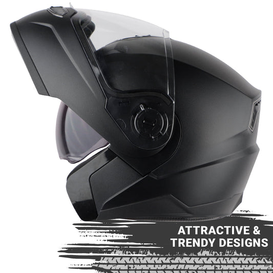 Steelbird SBA-7 7Wings ISI Certified Flip-Up Helmet for Men and Women with Inner Smoke Sun Shield (Dashing Black)