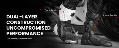 ILM Motorcycle Racing Boots Enhanced Ventilation Anti Slip Street Riding Sport Footwear CE Protective Gear Model BRC1 -Black White