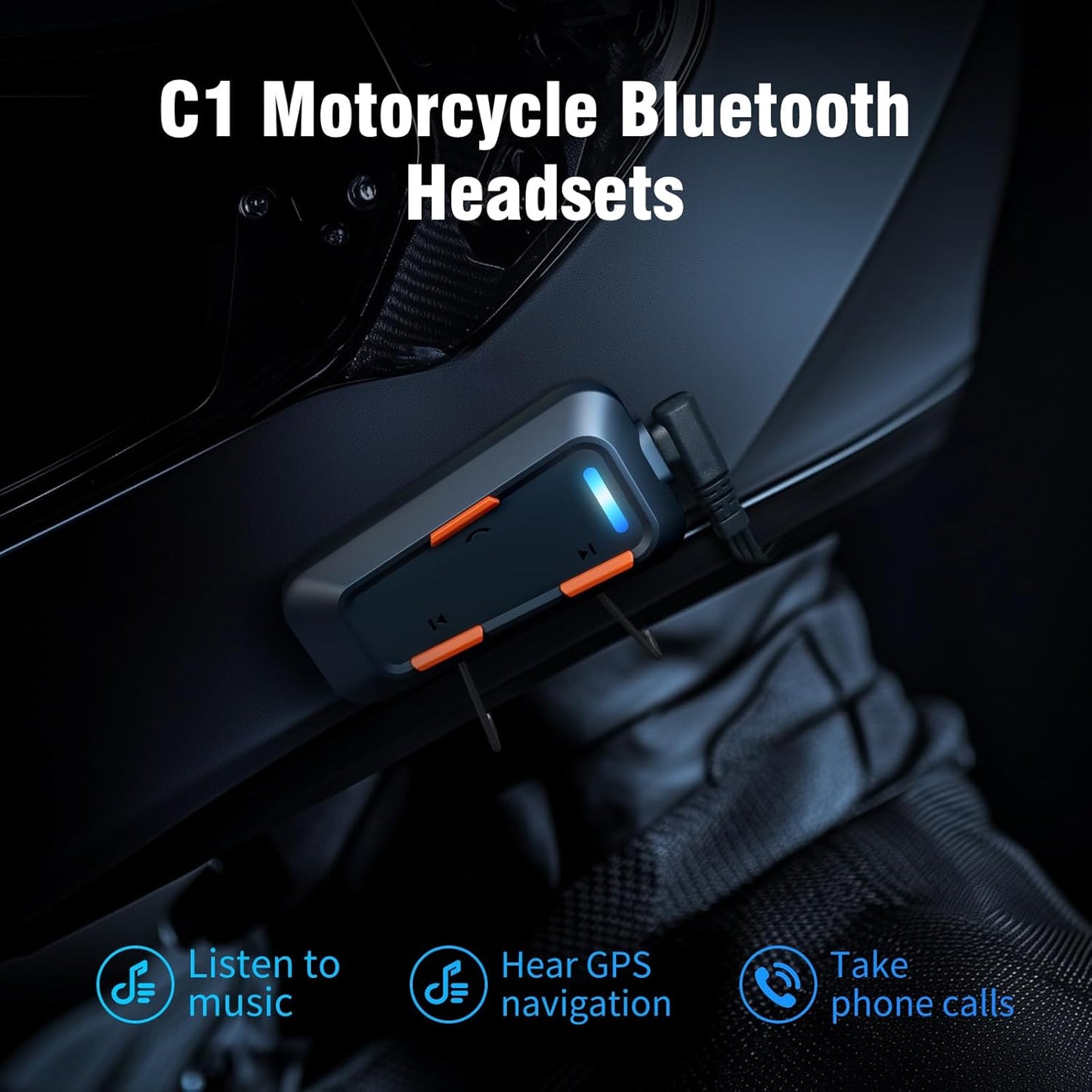 EDYELL C1 Helmet Bluetooth Headsets,IPX5 Waterproof Motorcycle Helmet Headset,V5.3 Bluetooth for Helmet Connects 2 Phones at The Same Time Using Music & GPS,Compatible with All Helmets – Edyell Official