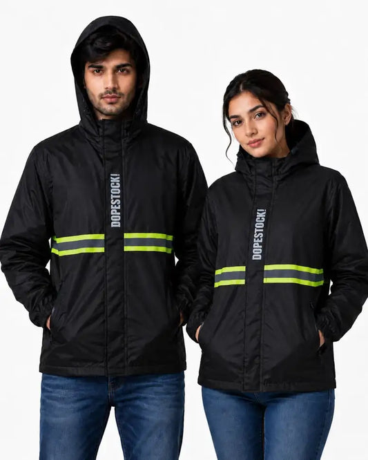 DOPSTOCK Rain coat with nighr reflecter dual layer high quality material. 100% water proof