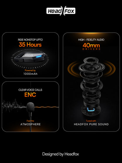 F20 Helmet Bluetooth Headset with Mic | Noise Cancellation | Voice Assistant & Siri