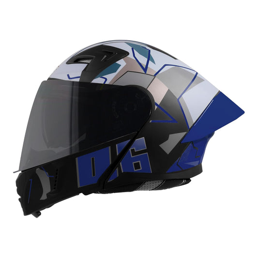 Steelbird SBA-20 06 ISI Certified Flip-Up Graphic Helmet for Men with