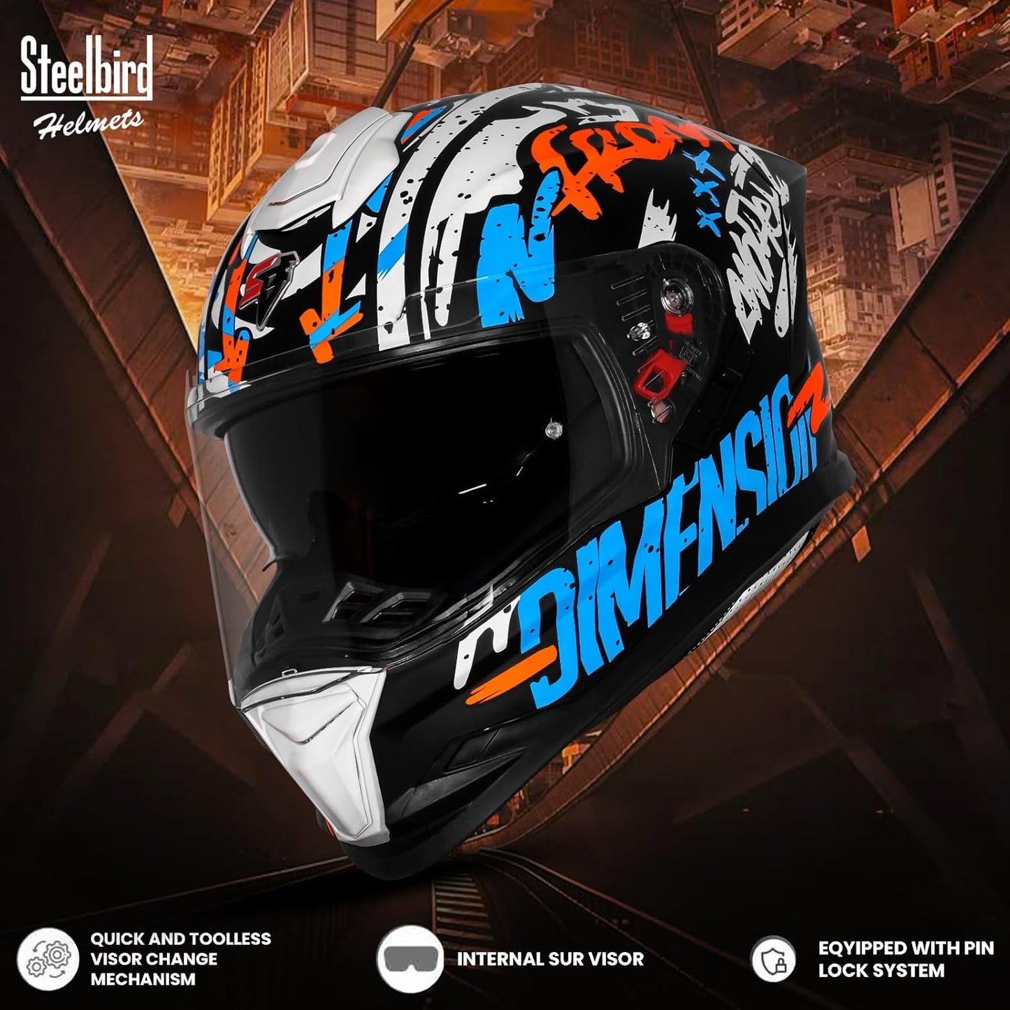 Steelbird SBH-57 Fighter F10 Graphic Helmet ISI and DOT Certified Full