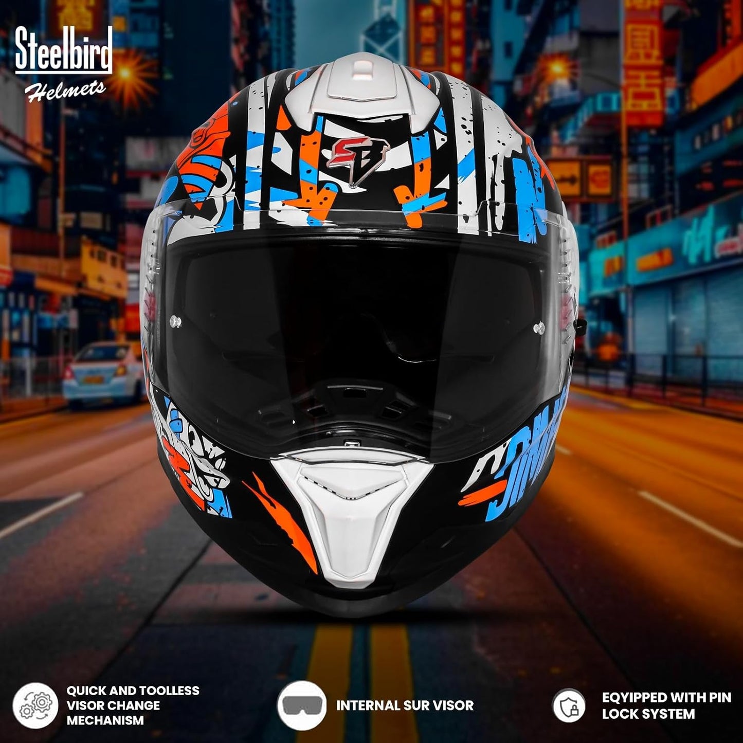 Steelbird SBH-57 Fighter F10 Graphic Helmet ISI and DOT Certified Full
