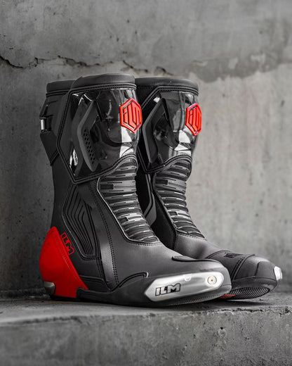 ILM Motorcycle Racing Boots Enhanced Ventilation Anti Slip Street Riding Sport Footwear CE Protective Gear Model BRC1 (Red, 7)