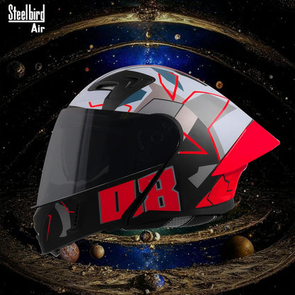 Steelbird SBA-20 08 ISI Certified Flip-Up Graphic Helmet for Men with