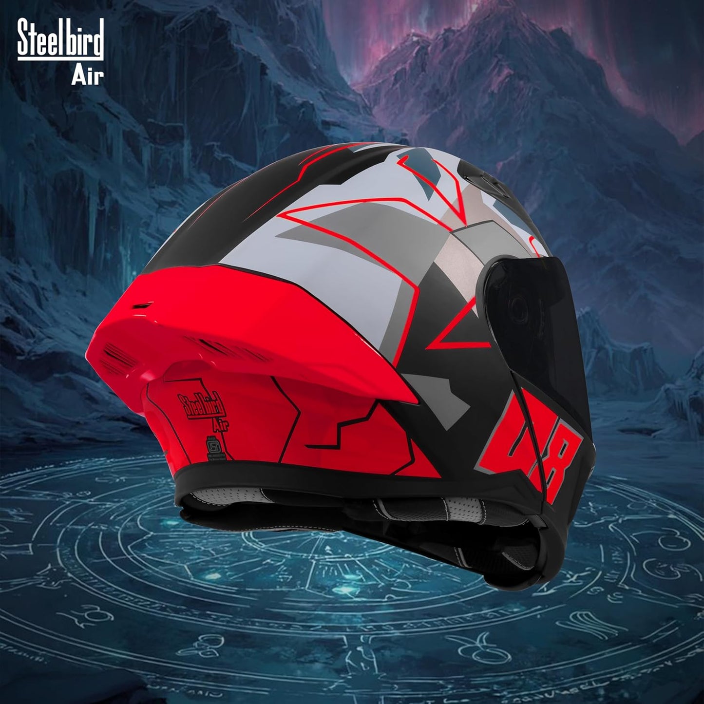 Steelbird SBA-20 08 ISI Certified Flip-Up Graphic Helmet for Men with