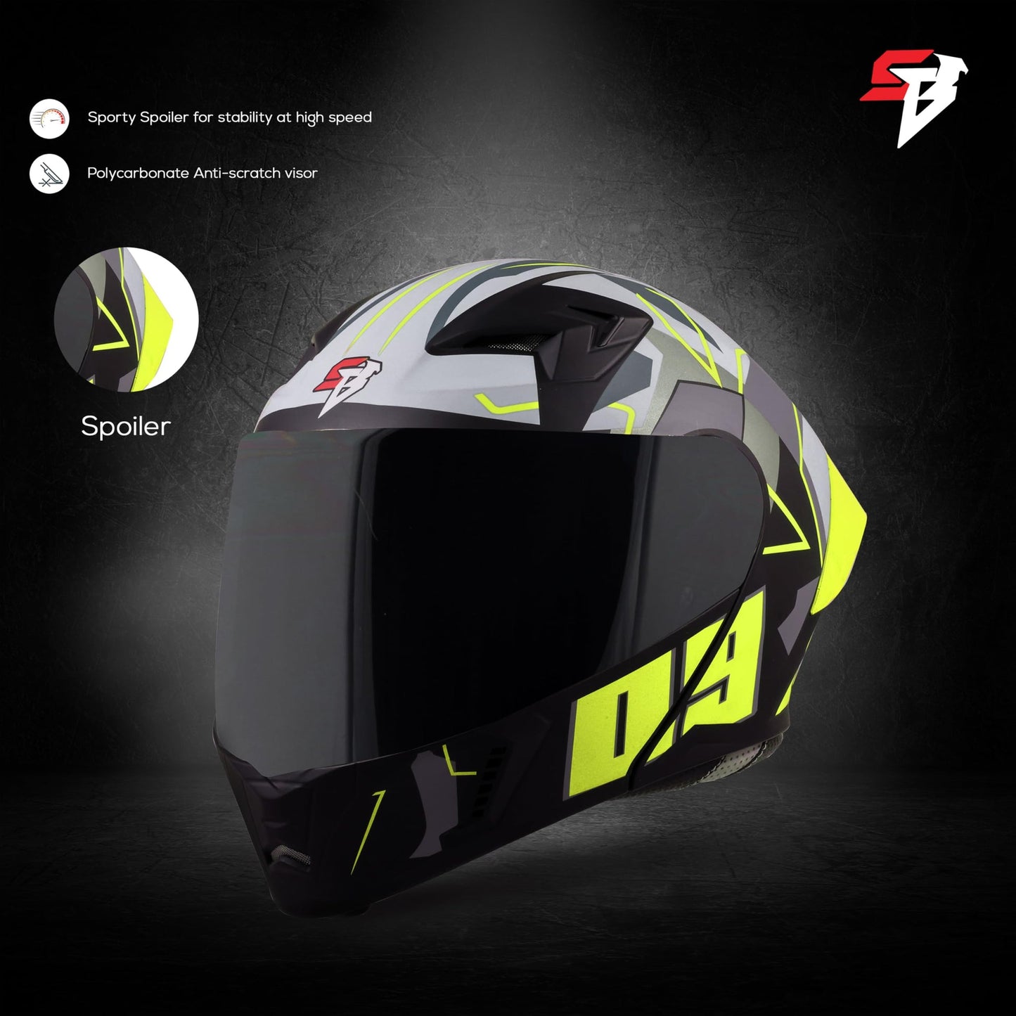 Steelbird SBA-20 09 ISI Certified Flip-Up Graphic Helmet for Men and W