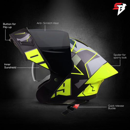 Steelbird SBA-20 09 ISI Certified Flip-Up Graphic Helmet for Men and W