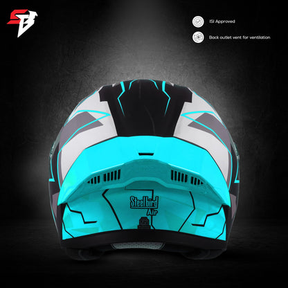 Steelbird SBA-20 09 ISI Certified Flip-Up Graphic Helmet for Men and W