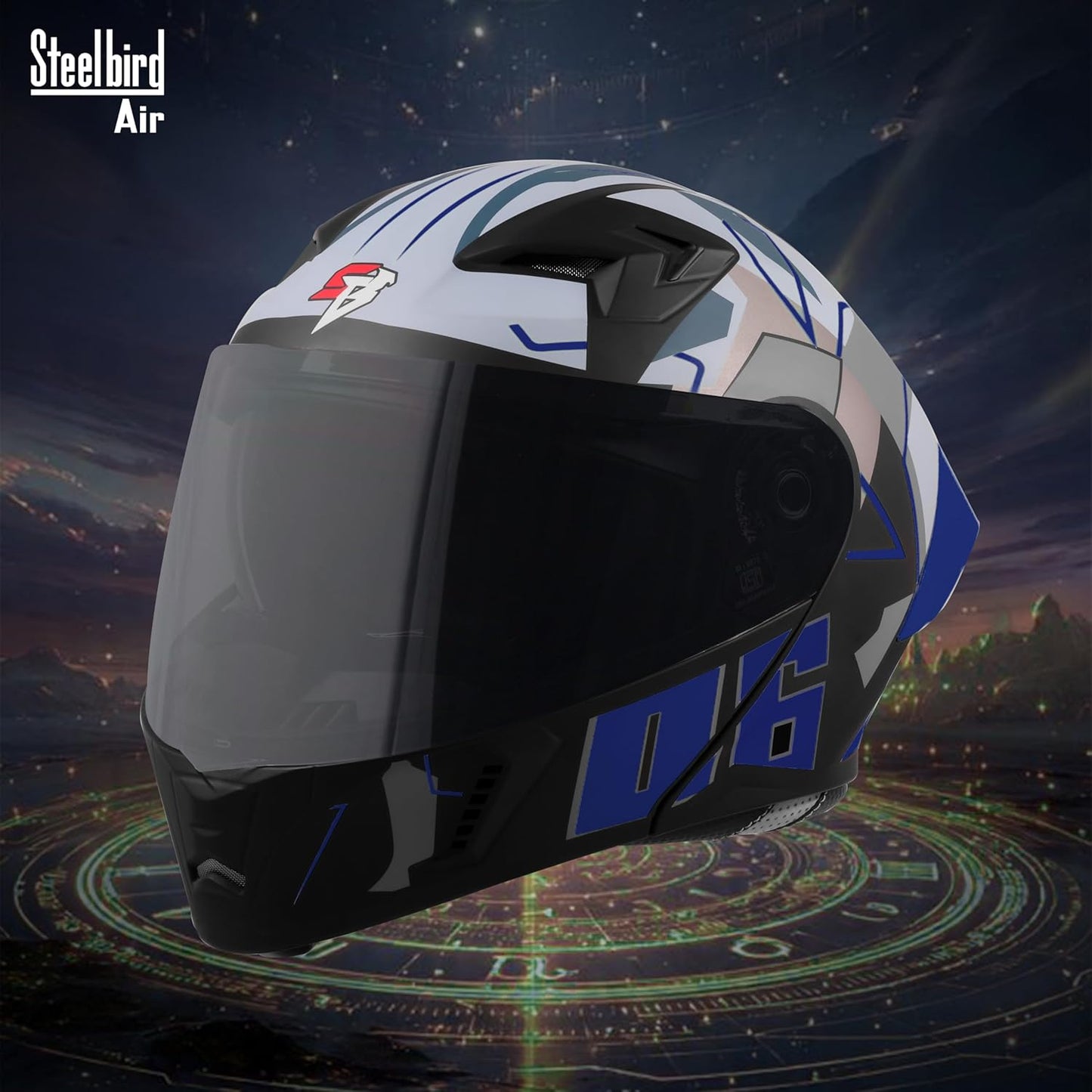 Steelbird SBA-20 06 ISI Certified Flip-Up Graphic Helmet for Men with