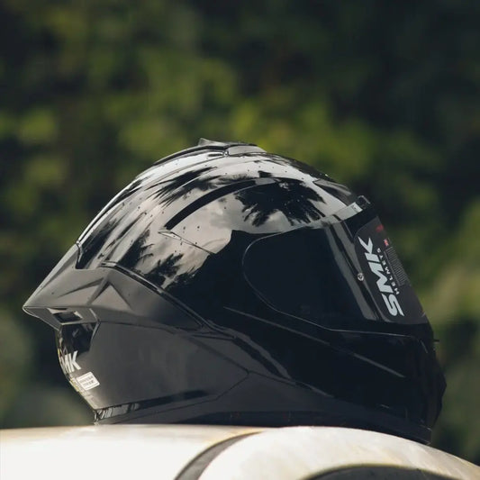 SMK HELMET TYPHOON GLOSS BLACK  ISI DOT ECE CERTIFIED DUAL VISOR WITH SPOILER