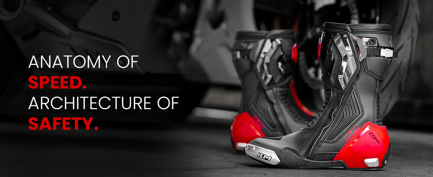 ILM Motorcycle Racing Boots Enhanced Ventilation Anti Slip Street Riding Sport Footwear CE Protective Gear Model BRC1 (Red, 7)