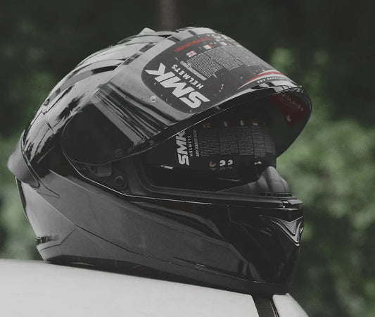 SMK HELMET TYPHOON GLOSS BLACK  ISI DOT ECE CERTIFIED DUAL VISOR WITH SPOILER