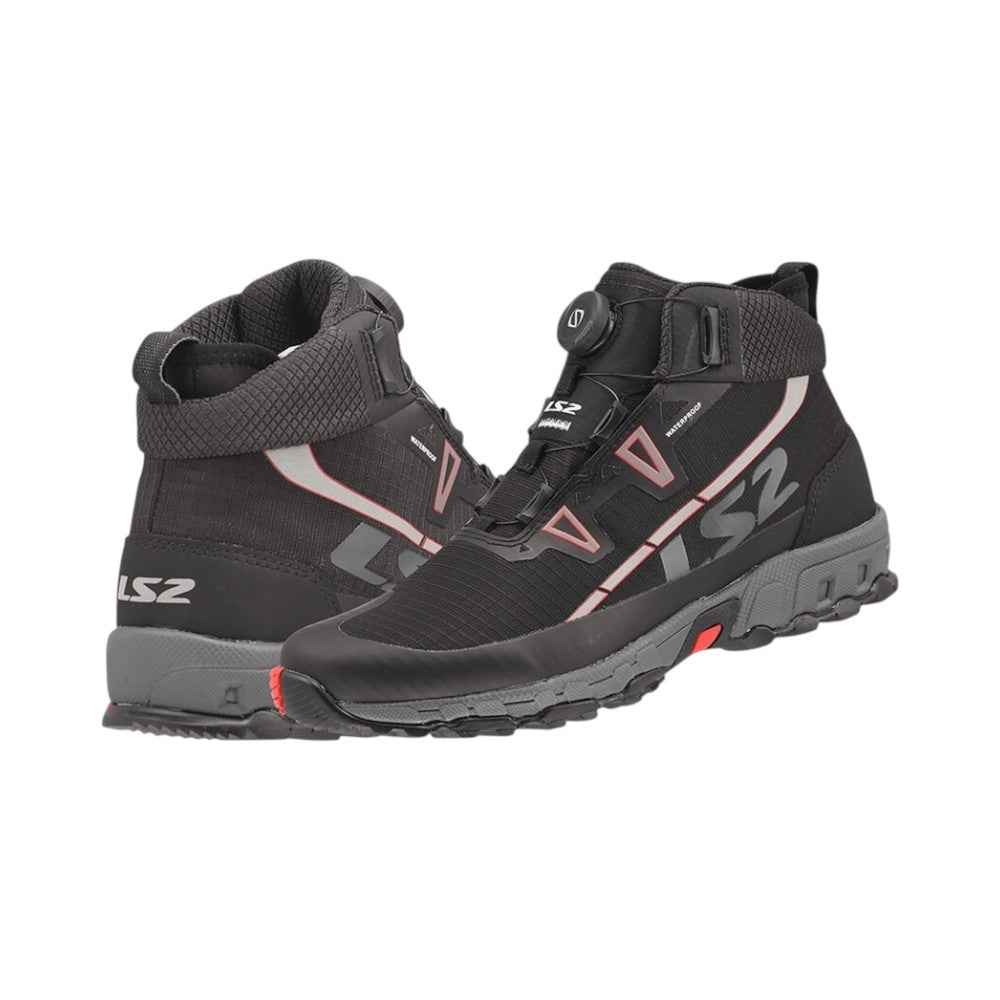 LS2 TREKKER WATERPROOF BOOTS BLACK RED | BIKEYWEAR