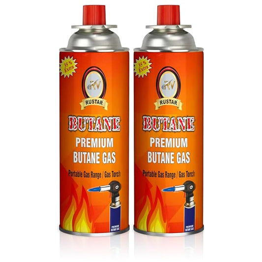 BRANDED 2 PC Butane Gas Canister/CYLINDER  (250g)+EXTRA  for Camping Stove Burner Suitable to Refill Flame lighters [ PACK OF 2 ]