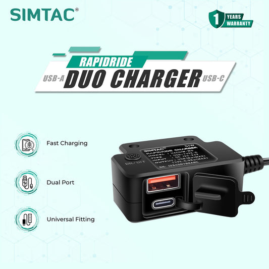 Simtac rapidride duo 51w charger with USB-A & Type-C – Simtac®