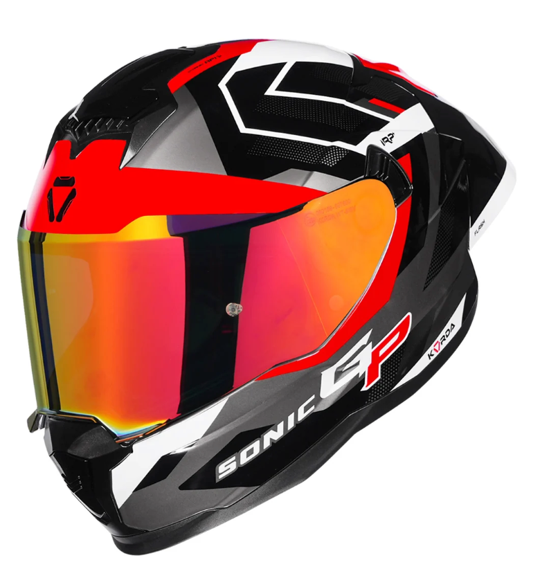 HELMET KORDA SONIC GP FLASH GLOSS WHITE RED