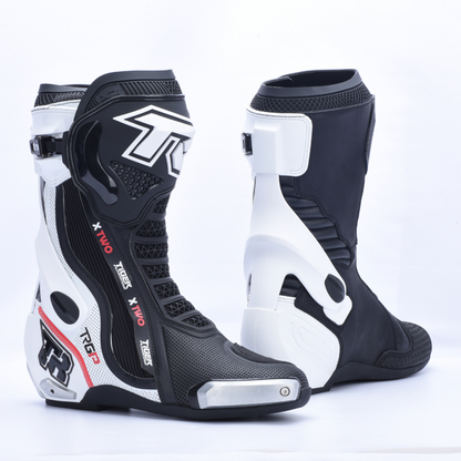 TIGER TR X2 PRO SPORTS BIKE RIDING BOOTS BLACK WHITE