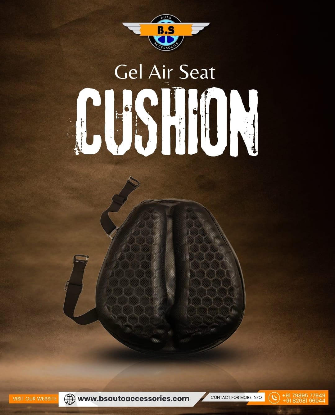 MOTORCYCLE AIR GEL SEAT / SHOCK ABSORBING CUSHION - Bs Auto Accessories