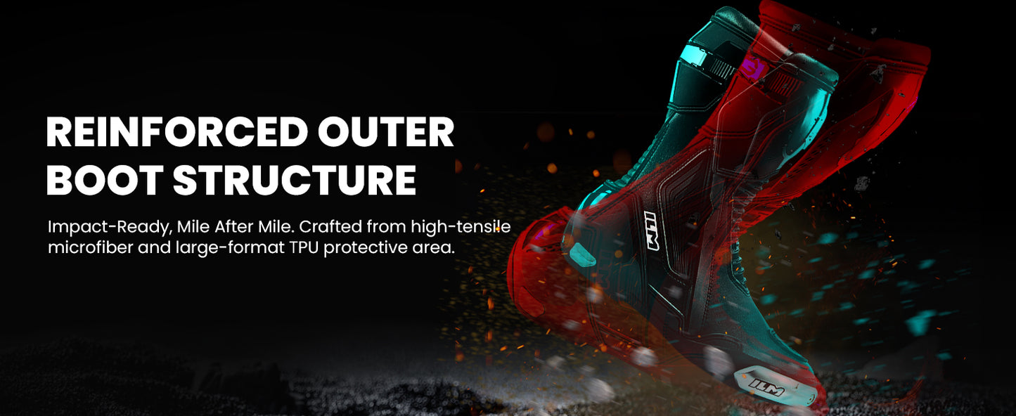 ILM Motorcycle Racing Boots Enhanced Ventilation Anti Slip Street Riding Sport Footwear CE Protective Gear Model BRC1 (Red, 7)