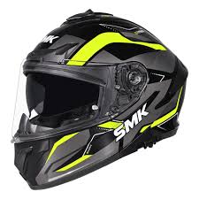 SMK HELMET TYPHOON NEON GREY BLACK ISI DOT ECE CERTIFIED DUAL VISOR WITH SPOILER (Copy)