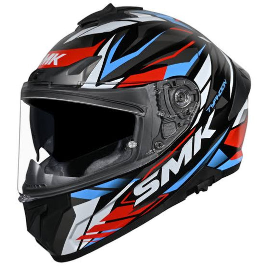 SMK HELMET TYPHOON RED BLUE BLACK GL213 GLOSSY ISI DOT ECE CERTIFIED DUAL VISOR WITH SPOILER (Copy) (Copy) (Copy)