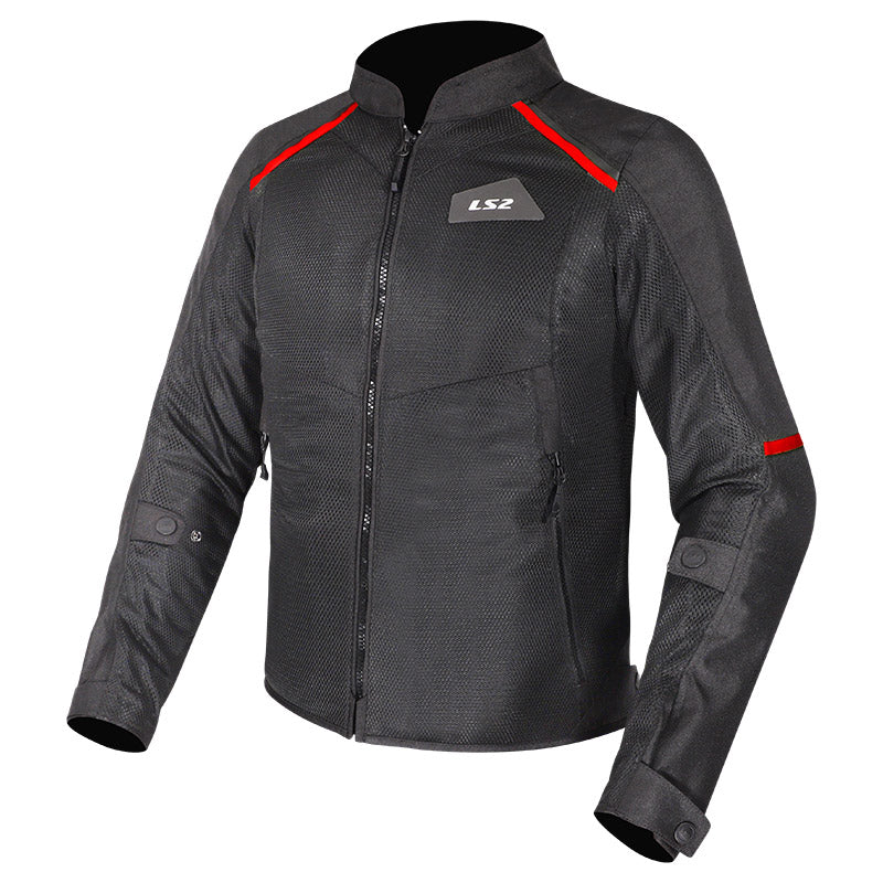 LS2 BREEZE JACKET BLACK RED 600D MESH MATERIAL LEVEL 2 PROTECTOR