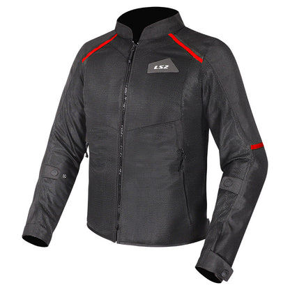 LS2 BREEZE JACKET BLACK RED 600D MESH MATERIAL LEVEL 2 PROTECTOR