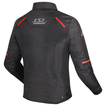 LS2 BREEZE JACKET BLACK RED 600D MESH MATERIAL LEVEL 2 PROTECTOR