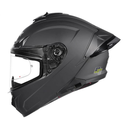 SMK HELMET TYPHOON MATT BLACK  ISI DOT ECE CERTIFIED DUAL VISOR WITH SPOILER